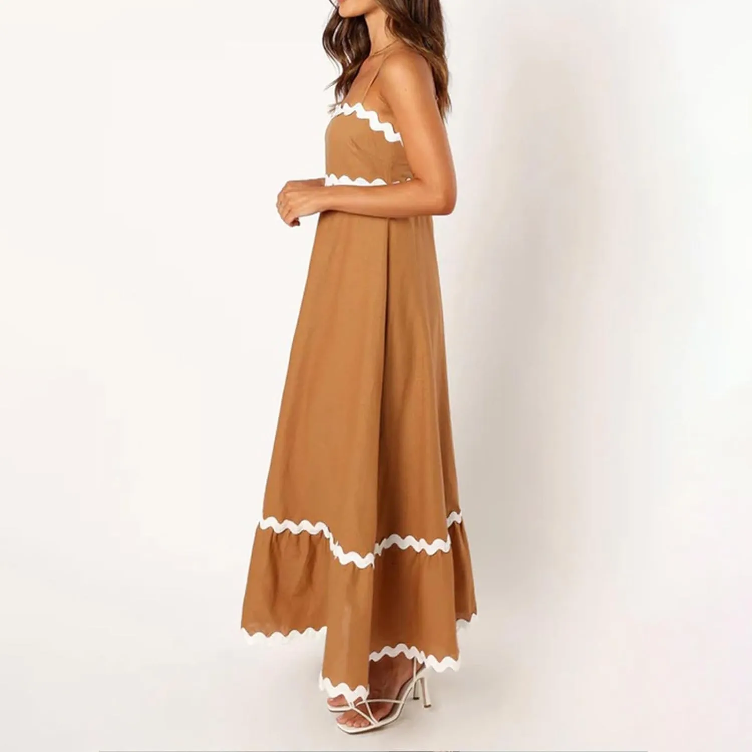 Summer Dresses for Women 2024 Spaghetti Strap Tiered Flowy Sundress Vacation Party Long Beach Dress
