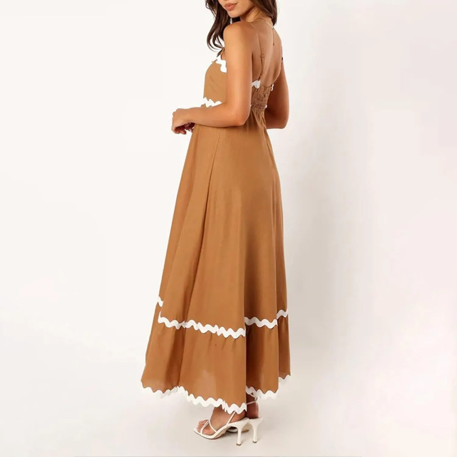 Summer Dresses for Women 2024 Spaghetti Strap Tiered Flowy Sundress Vacation Party Long Beach Dress