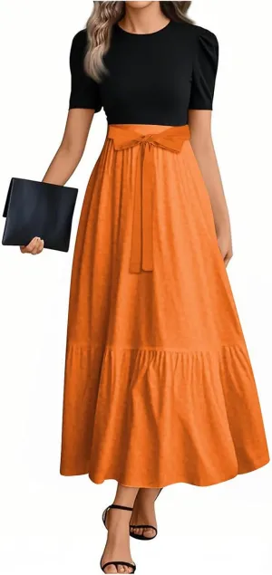 Summer Dresses for Women 2025 Elegant Classy Short Sleeve Wedding Guest Dress Work Wrap Empire Waist A Line Sundress