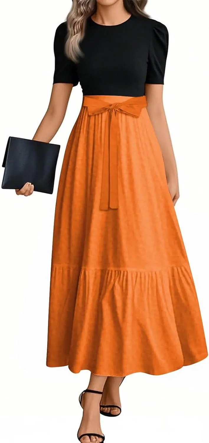 Summer Dresses for Women 2025 Elegant Classy Short Sleeve Wedding Guest Dress Work Wrap Empire Waist A Line Sundress