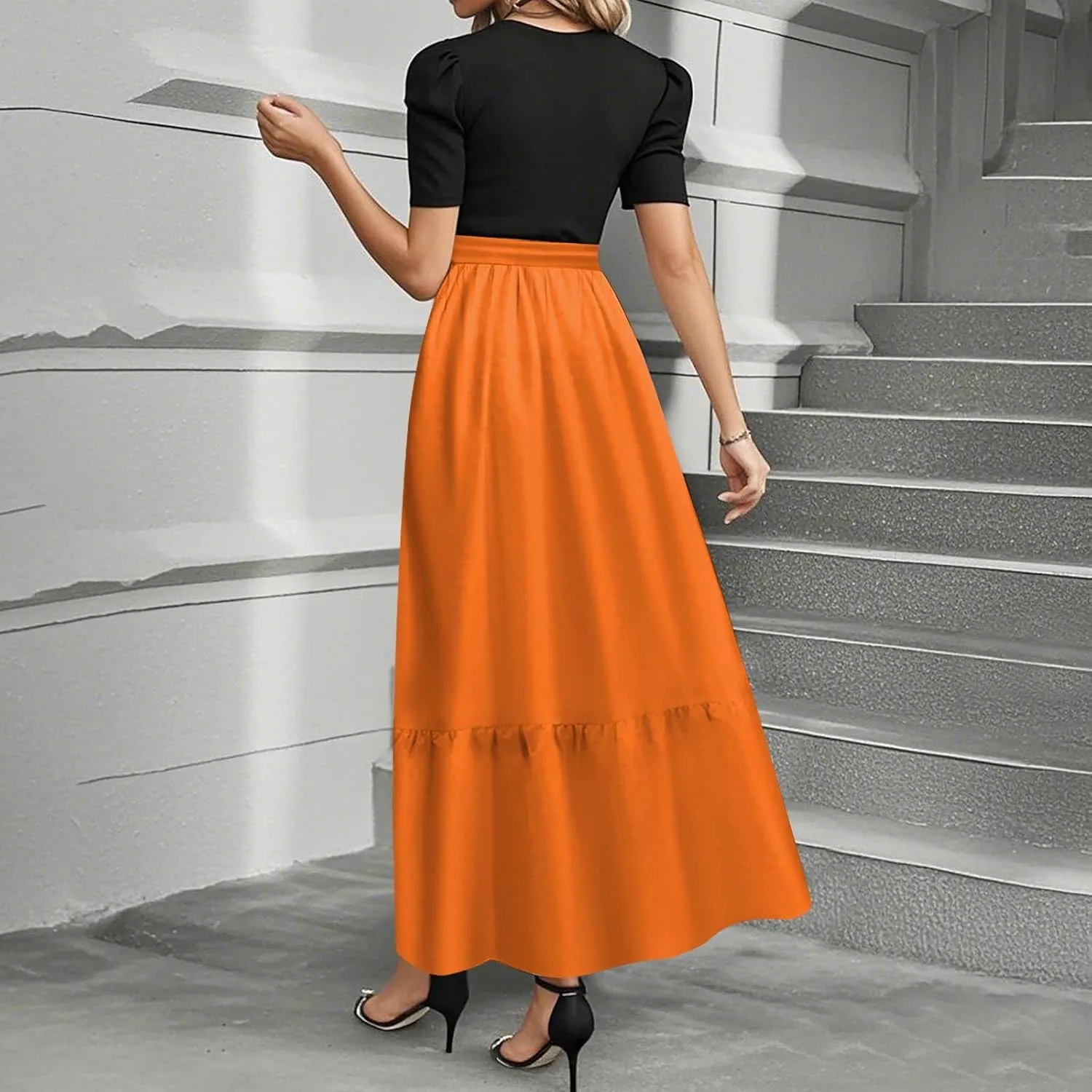 Summer Dresses for Women 2025 Elegant Classy Short Sleeve Wedding Guest Dress Work Wrap Empire Waist A Line Sundress