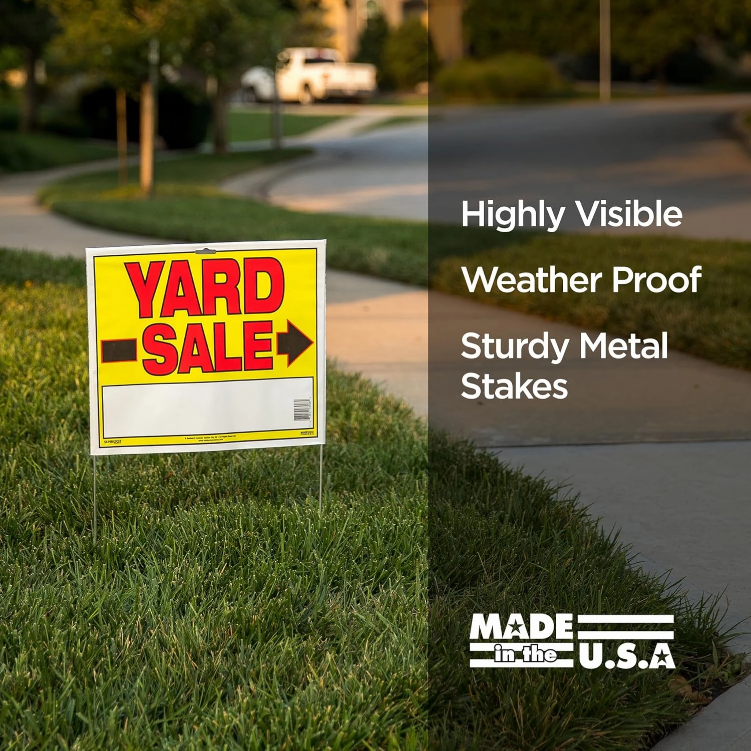 Sunburst Systems 3908 Double Sided Yard Sale Sign, Fully Assembled with Metal U-Stake, 22" x 14", 10 Pack, Yellow,Red,Black