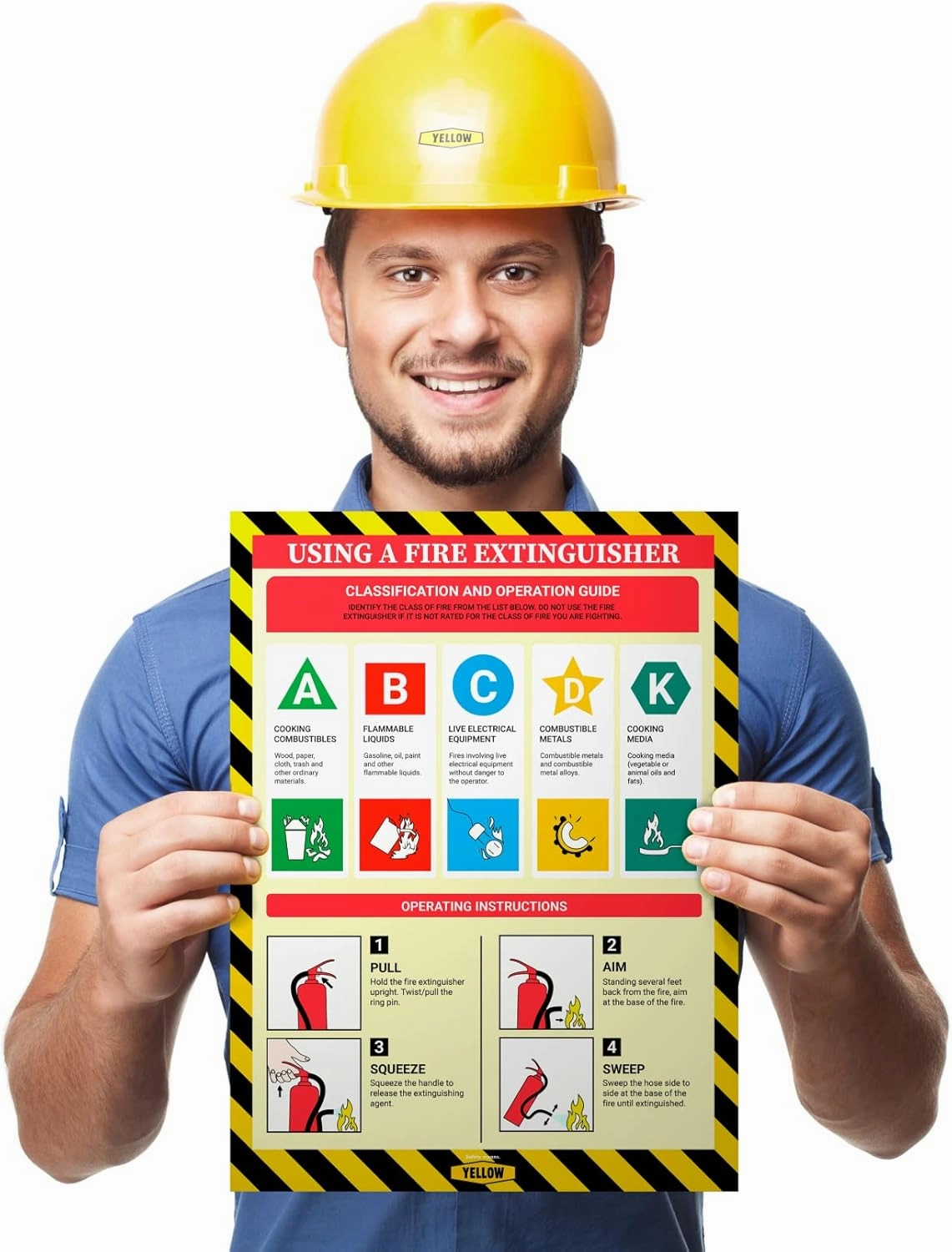 Super 6 Pack Workplace Safety Poster - Non-Lamintated, 12"x16", "Choking", "CPR", "First Aid", "Lift Safely", "Stretch & Flex", and "Fire Extinguisher".
