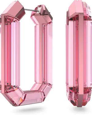 SWAROVSKI Lucent hoop earrings, Pink, Rhodium Finish