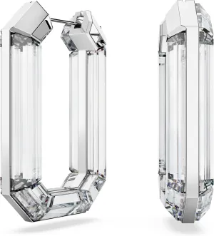 Swarovski Lucent Hoop Earrings, Statement, Octagon Shape, Clear