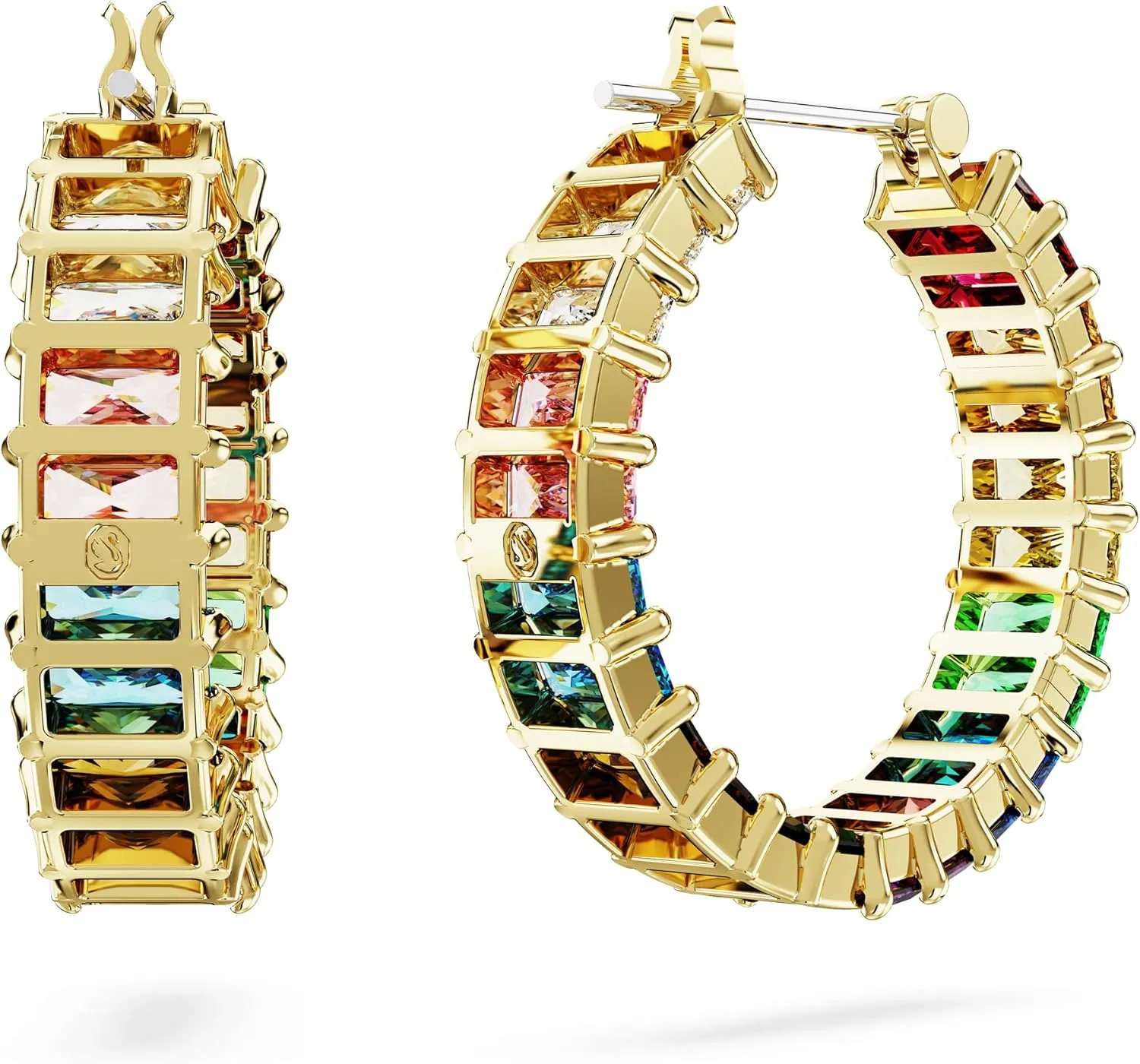 Swarovski Matrix Hoop Earrings Collection, Crystals on Metal Finish Settings