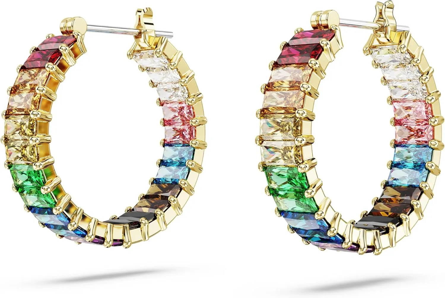 Swarovski Matrix Hoop Earrings Collection, Crystals on Metal Finish Settings
