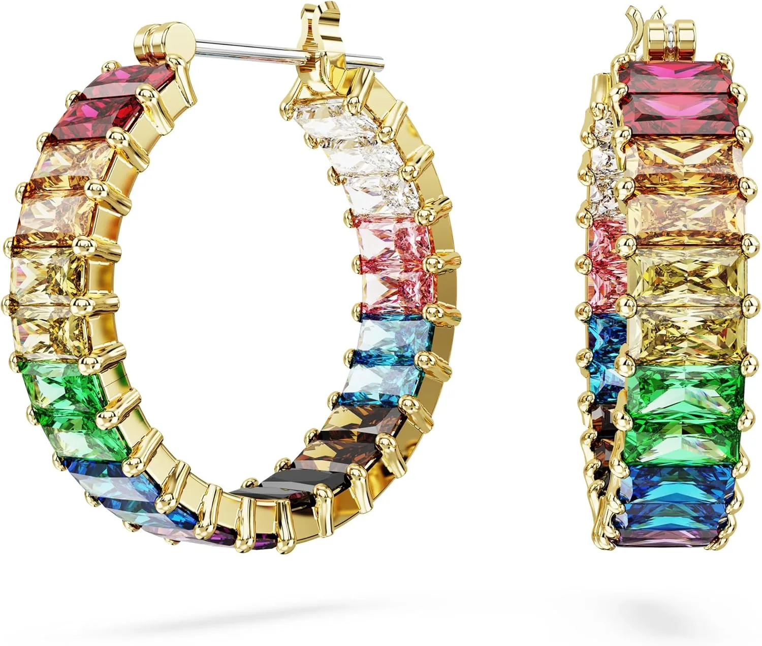 Swarovski Matrix Hoop Earrings Collection, Crystals on Metal Finish Settings