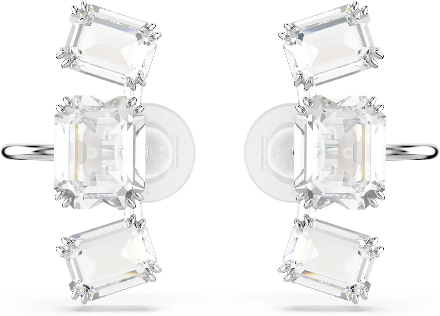 Swarovski Millenia Clip Earrings, Octagon Cut, Clear, Rhodium Finished