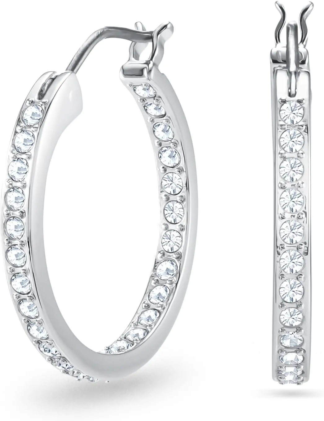 Swarovski Sommerset hoop earrings, clear, Rhodium finish
