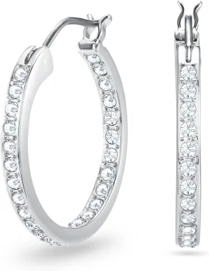 Swarovski Sommerset hoop earrings, clear, Rhodium finish