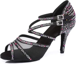 SWDZM Women's Standard Latin Dance Shoes Crystals Wedding Performance Dancing Shoes Ballroom Model-L374