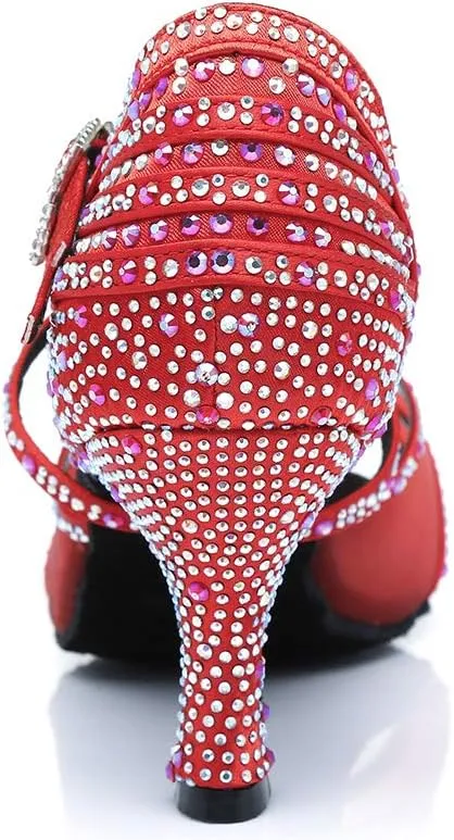 SWDZM Women's Standard Latin Dance Shoes Crystals Wedding Performance Dancing Shoes Ballroom Model-L374