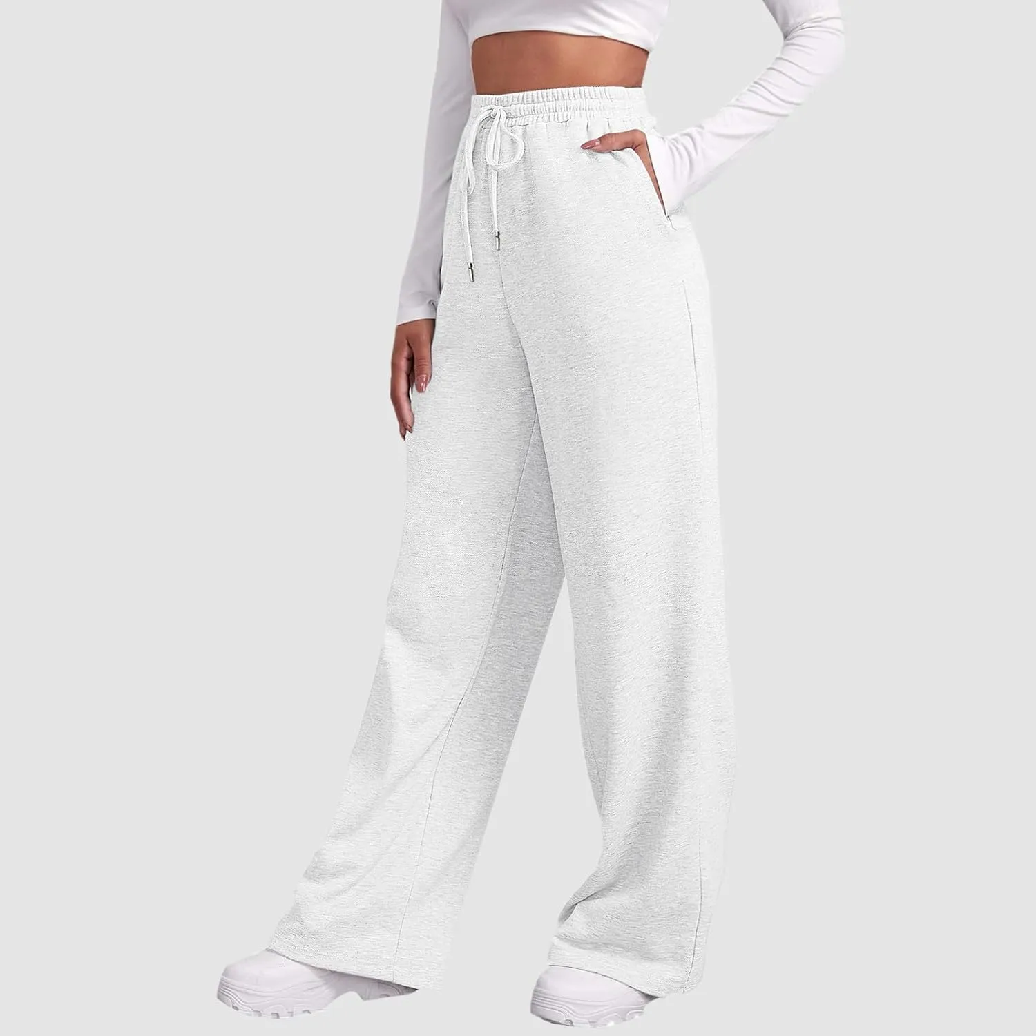 Sweatpants for Girls Baggy Wide Leg High Waisted Fleece Joggers with Pockets Trendy Casual Comfy Track Pants