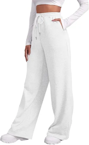 Sweatpants for Girls Baggy Wide Leg High Waisted Fleece Joggers with Pockets Trendy Casual Comfy Track Pants