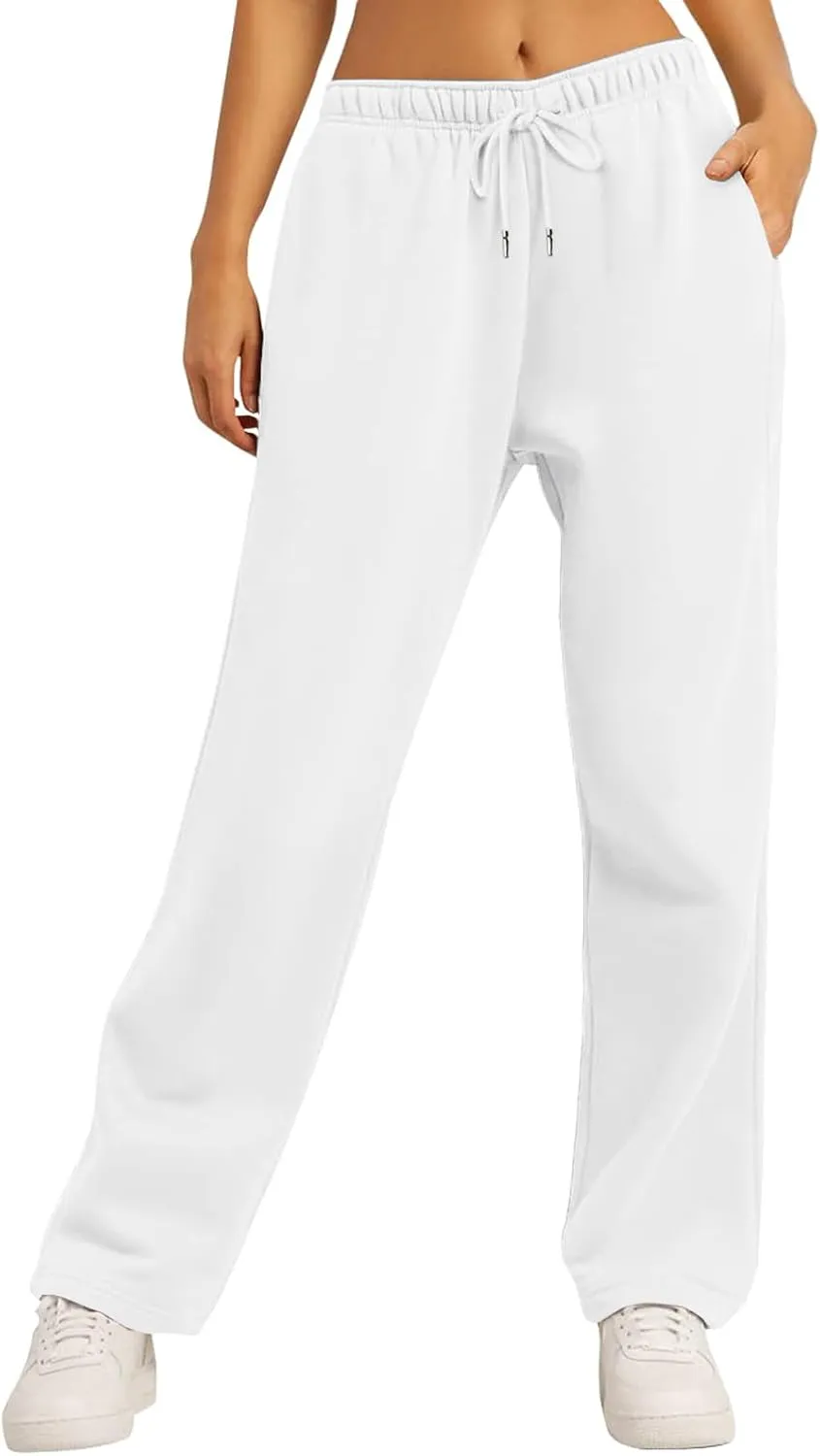 Sweatpants for Girls Baggy Wide Leg High Waisted Fleece Joggers with Pockets Trendy Casual Comfy Track Pants