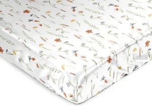 Sweet Jojo Designs Boho Floral Garden Flower Girl Baby Satin Fitted Crib Sheet Infant Newborn Nursery Toddler Bed Room Standard Mattress Watercolor Bohemian Farmhouse Wildflower Vintage Shabby Chic