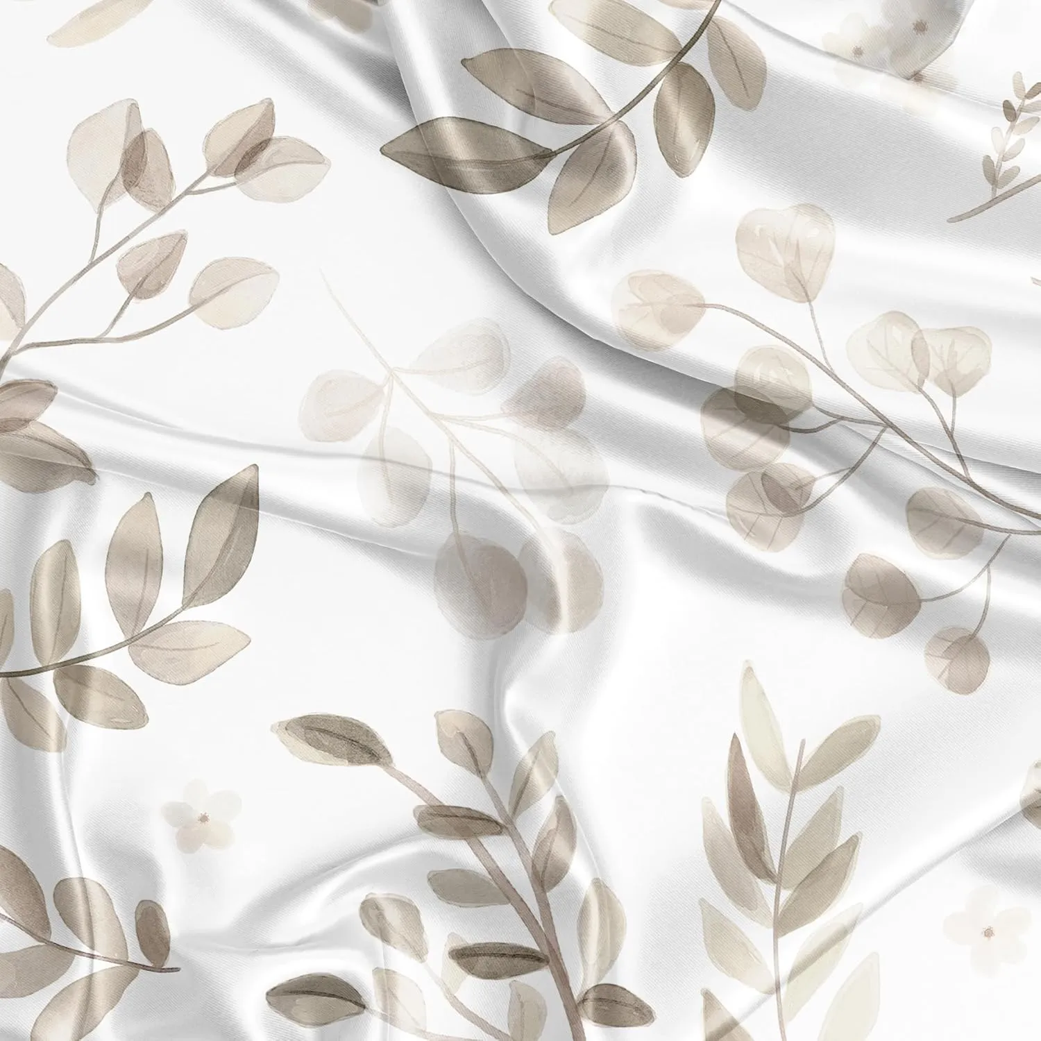 Sweet Jojo Designs Taupe Floral Leaf Boy Girl Gender Neutral Baby Satin Fitted Crib Sheet Infant Newborn Nursery Toddler Bed Room Standard Mattress Ivory Boho Bohemian Watercolor Botanical Woodland