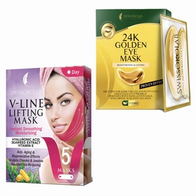 SWISSÖKOLAB Double Chin Reducer V Line Lifting Mask   Under Eye Patches For Puffy Eyes 24k Gold Eye Mask For Dark Circles