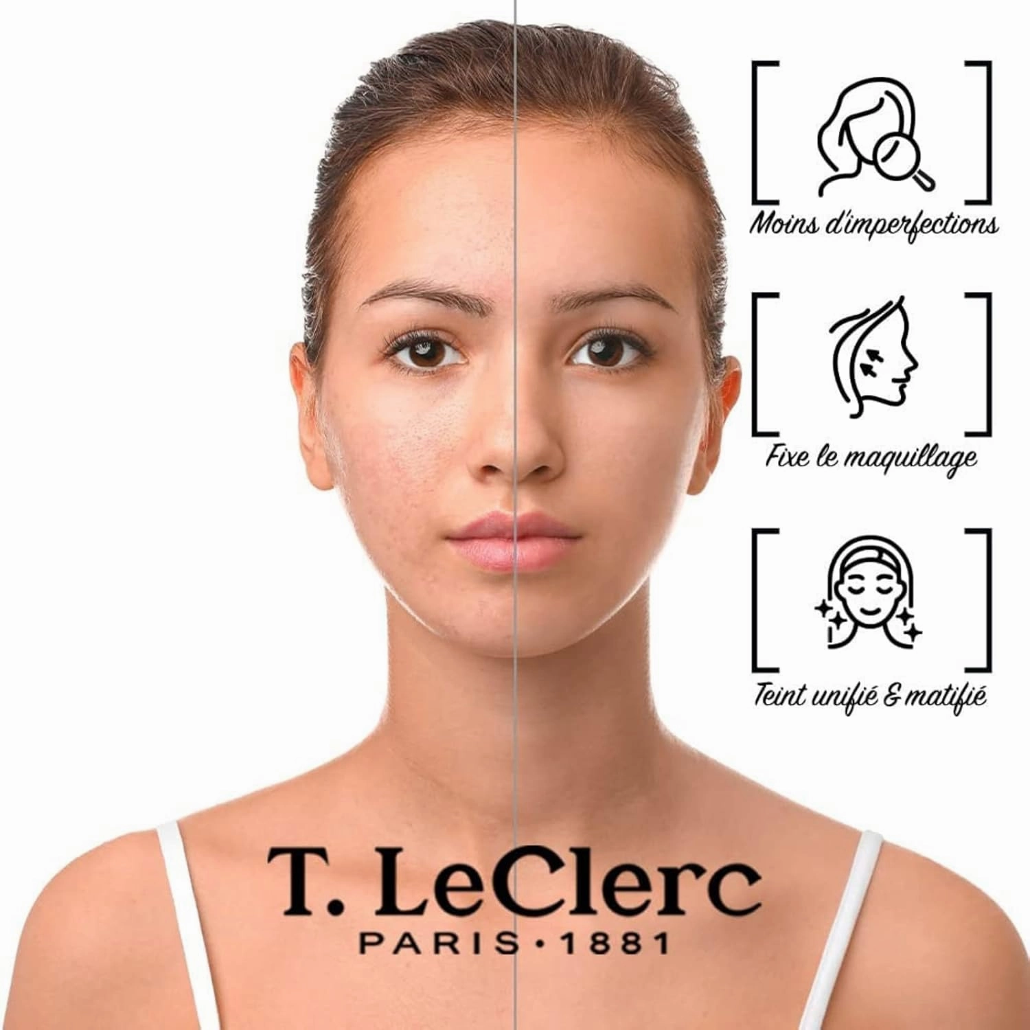 T. Leclerc Compact Pressed Powder - Super-Blendable Face Makeup Longwear Portable Matte Finish Radiant Natural Medium to Full Coverage Airbrushing Mineral Base For Pores & Imperfections (Peche)