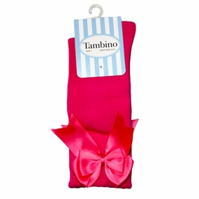 Tambino Double Bow Knee Sock Fuchsia Pink