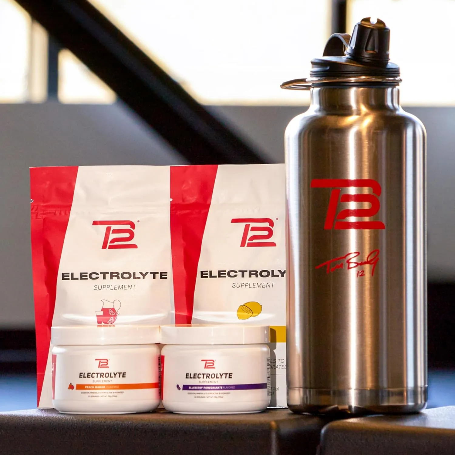 TB12 Electrolytes Powder Packets Peach Mango – Mineral-Rich Electrolyte Powder for Fast Hydration by Tom Brady - Natural, Low Sugar, Vegan, Gluten-Free, Easy to Mix - 15 Stickpacks