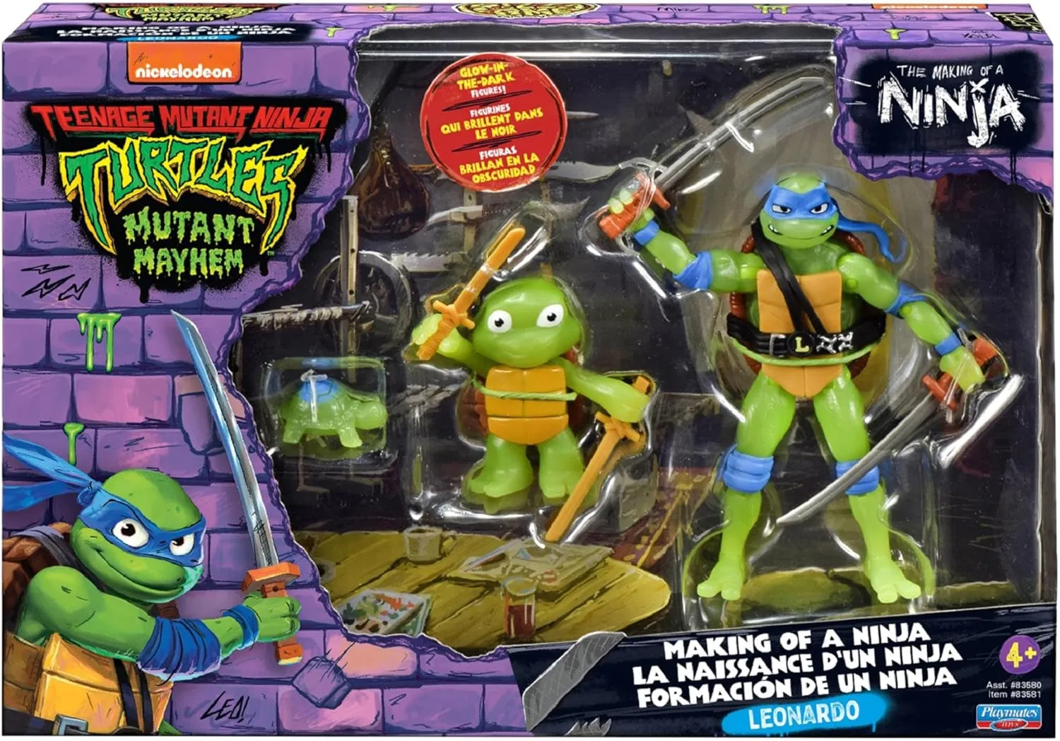 Teenage Mutant Ninja Turtles: Mutant Mayhem Making of a Ninja Leondardo Action Figure 3-Pack