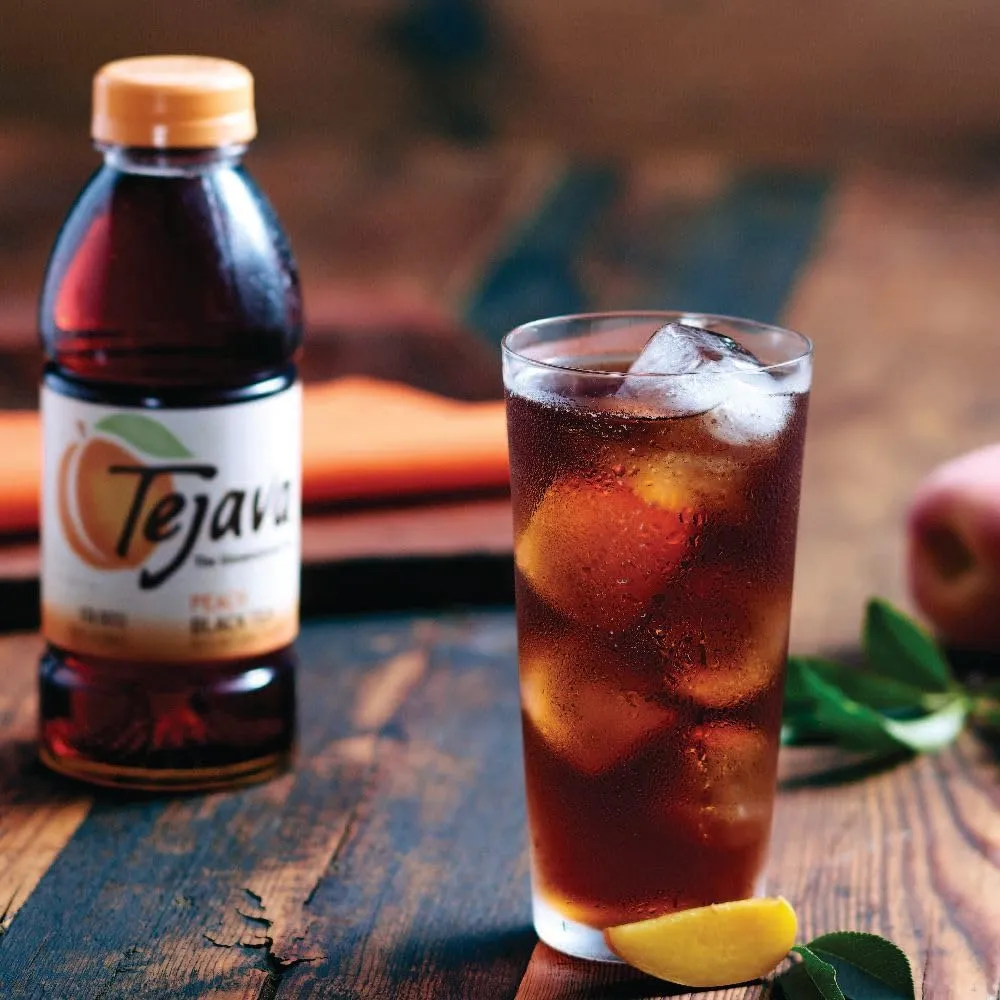 Tejava Unsweetened Peach Iced Tea, 16.9 Ounce PET Bottles, Natural, Non-GMO-Verified, Rainforest Alliance-Certified (12 Pack)