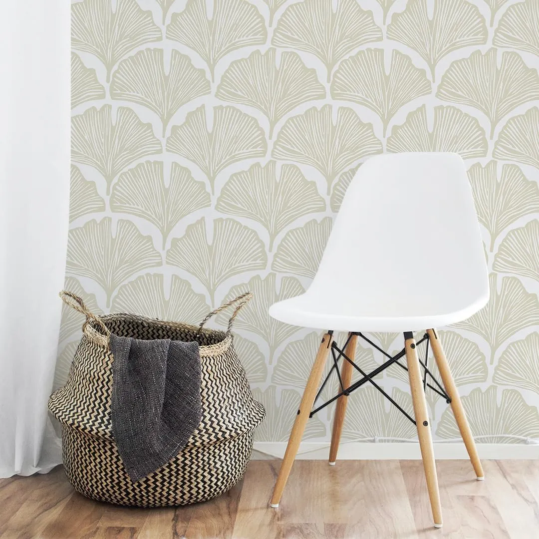 Tempaper x Novogratz Waverly White Feather Palm Removable Peel and Stick Wallpaper, 20.5 in X 16.5 ft, Made in The USA
