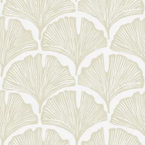 Tempaper x Novogratz Waverly White Feather Palm Removable Peel and Stick Wallpaper, 20.5 in X 16.5 ft, Made in The USA