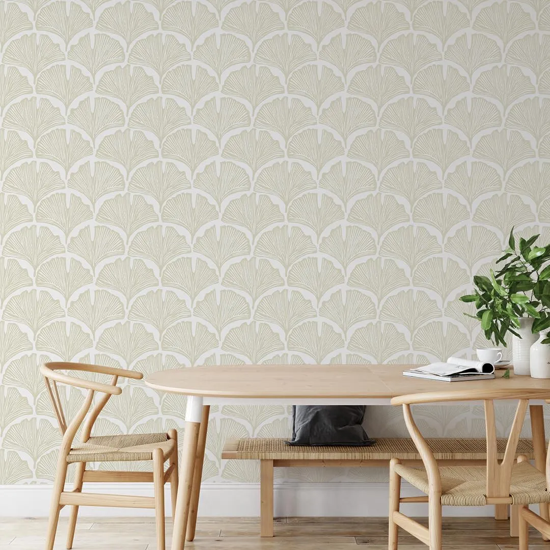 Tempaper x Novogratz Waverly White Feather Palm Removable Peel and Stick Wallpaper, 20.5 in X 16.5 ft, Made in The USA