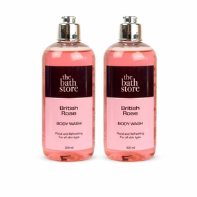 The Bath Store British Rose Body Wash - Deep Cleansing | Nourishing Liquid Soap | Men and Women - 300ml (Pack of 2)