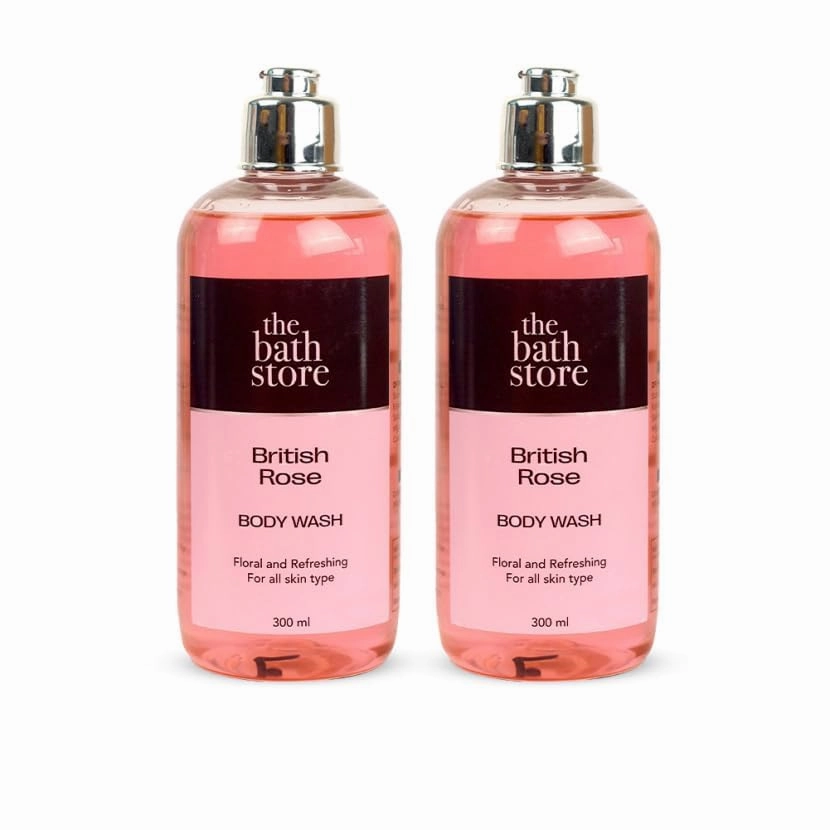 The Bath Store British Rose Body Wash - Deep Cleansing | Nourishing Liquid Soap | Men and Women - 300ml (Pack of 2)