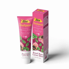 THE DIRT Coconut Oil Toothpaste - Fluoride & Gluten Free - Natural Oral Care for a Refreshing Smile - Rose Cocao Mint Flavor (150g: 6 Months Supply)