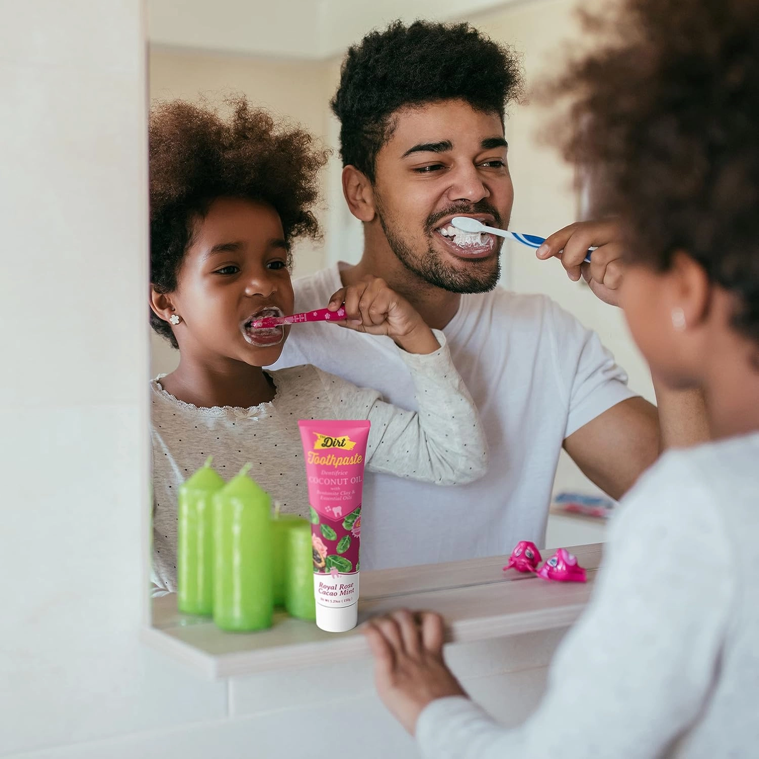 THE DIRT Coconut Oil Toothpaste - Fluoride & Gluten Free - Natural Oral Care for a Refreshing Smile - Rose Cocao Mint Flavor (150g: 6 Months Supply)