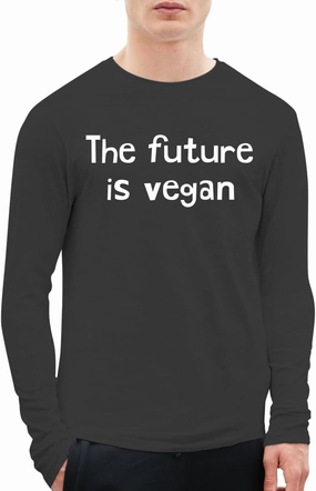 The Future is Vegan - A Soft & Comfortable Men's Long Sleeve T-Shirt CP05 Black