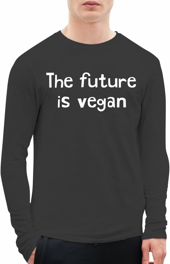The Future is Vegan - A Soft & Comfortable Men's Long Sleeve T-Shirt CP05 Black