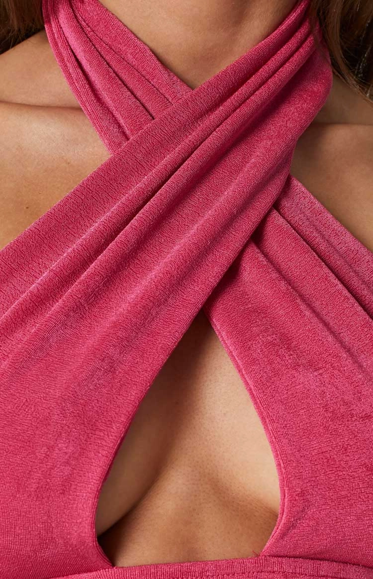 Tia Pink Cross Neck Top