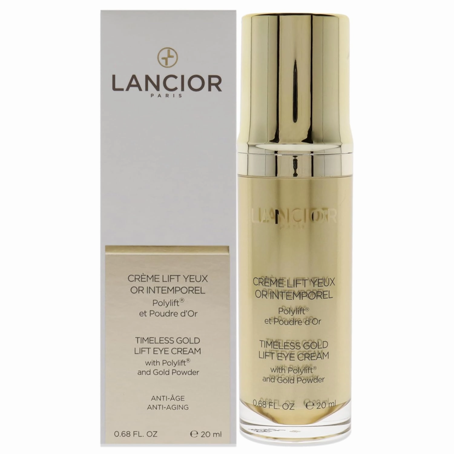 Timeless Gold Lift Eye Cream - Fights Against The Signs Of Aging Around The Eyes - Helps Skin Regain Suppleness - Brightens And Opens Up Eye Area - Highly Effective Ingredients - 0.7 Oz