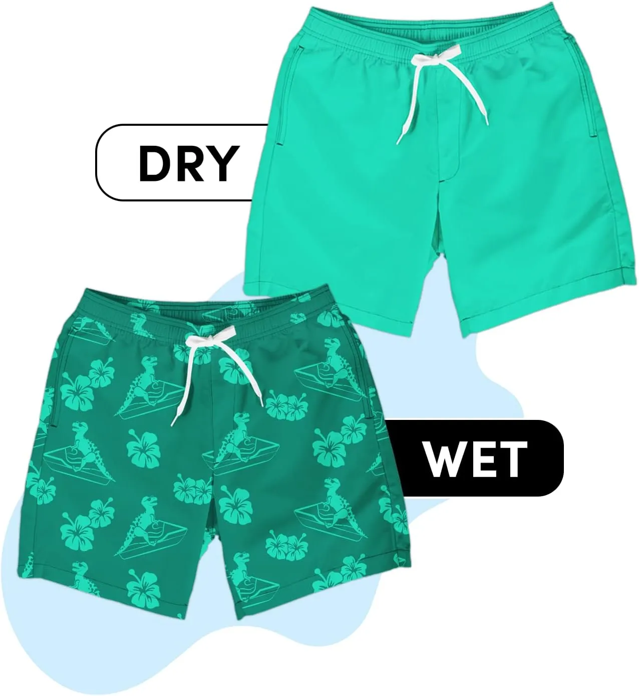 Tipsy Elves Men's Color Changing Swim Trunks - 7 Inch Inseam Bold Colorful Swimming Trunks for Men