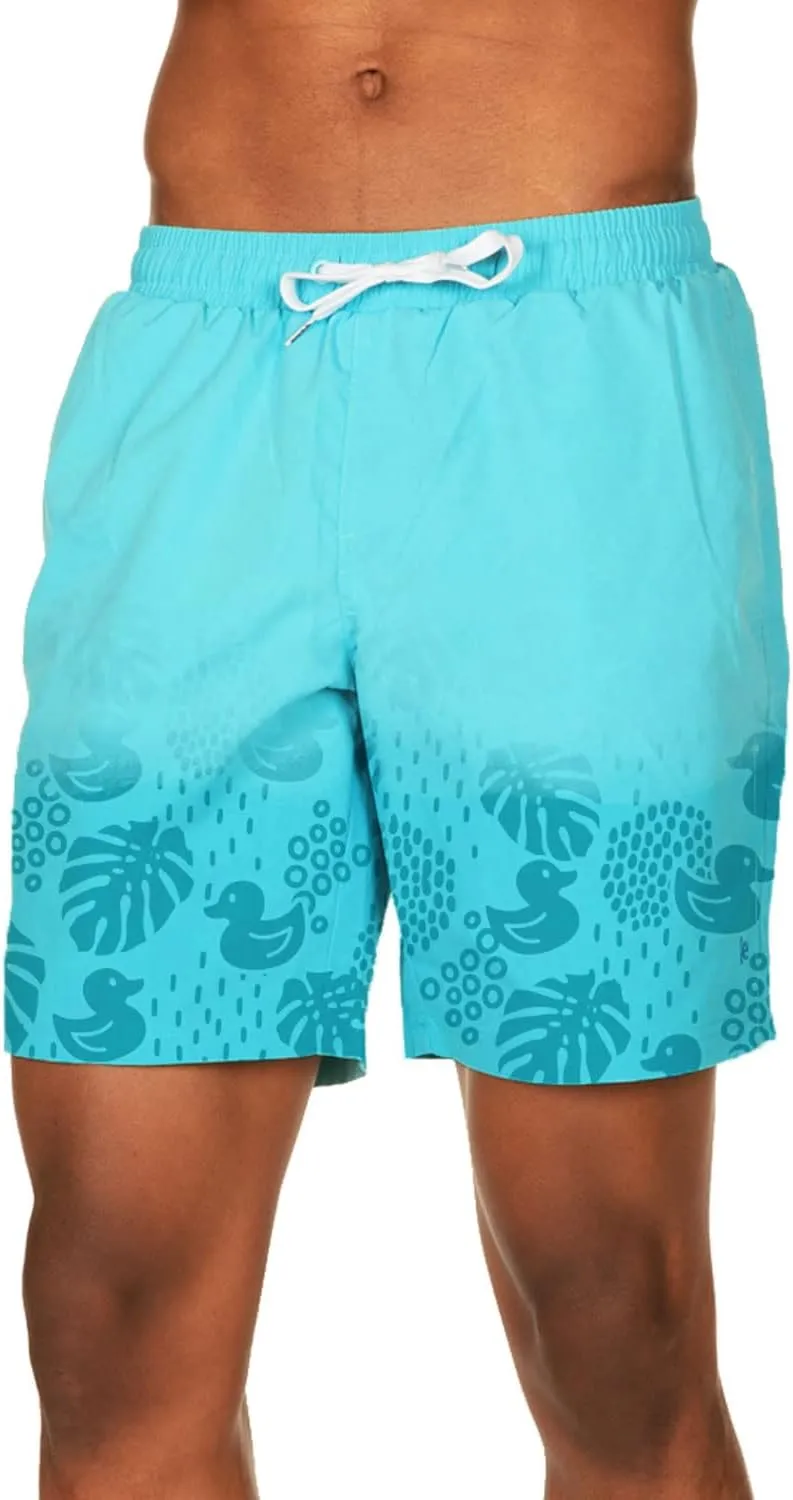 Tipsy Elves Men's Color Changing Swim Trunks - 7 Inch Inseam Bold Colorful Swimming Trunks for Men
