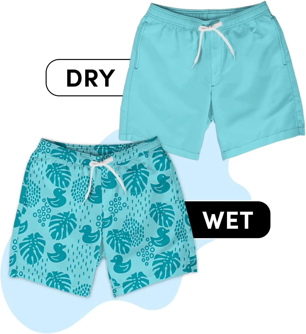 Tipsy Elves Men's Color Changing Swim Trunks - 7 Inch Inseam Bold Colorful Swimming Trunks for Men
