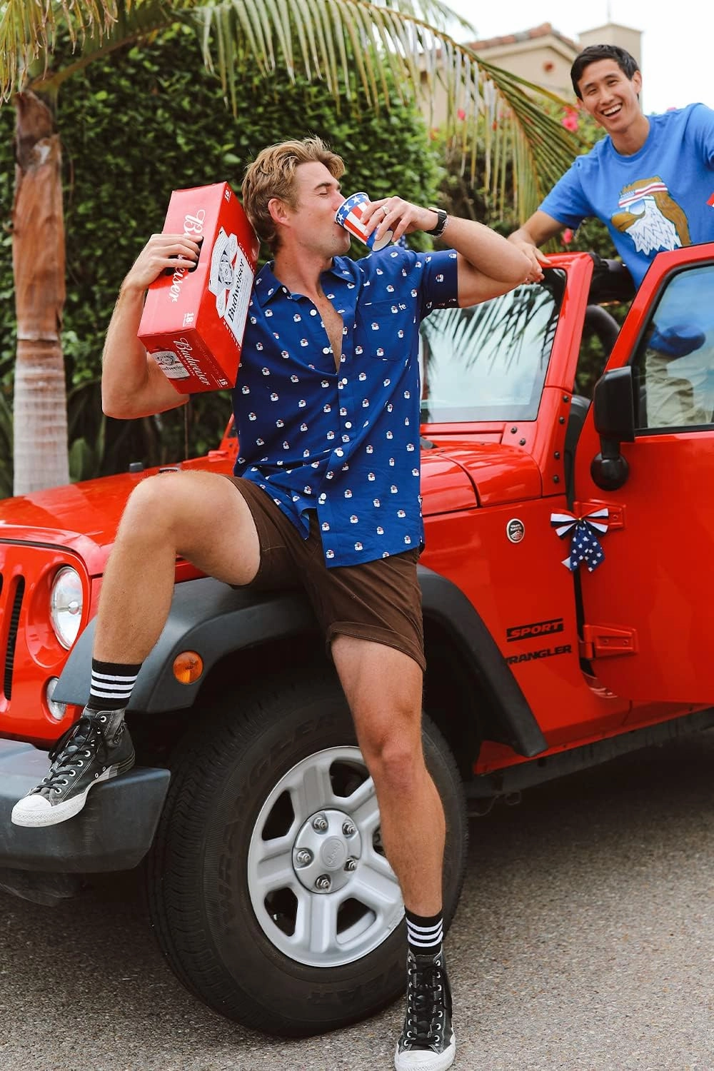 Tipsy Elves Patriotic Shirts for Men - USA Short Sleeve Button Up American Flag Shirts for Men for 4th of July