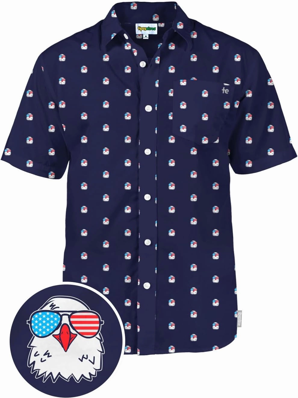Tipsy Elves Patriotic Shirts for Men - USA Short Sleeve Button Up American Flag Shirts for Men for 4th of July