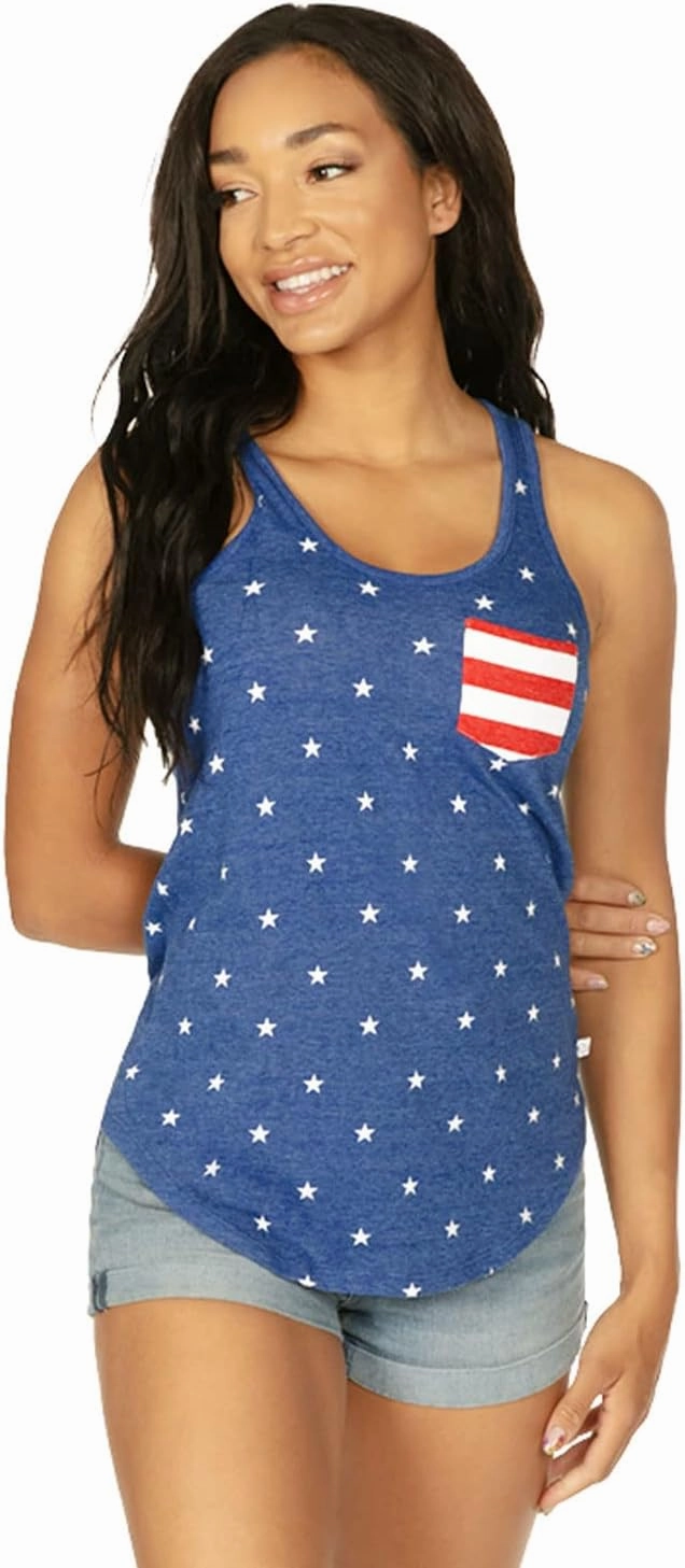 Tipsy Elves Women’s 4th of July Tank Tops Cute Patriotic American Flag Shirt Sleeveless July Fourth Outfits