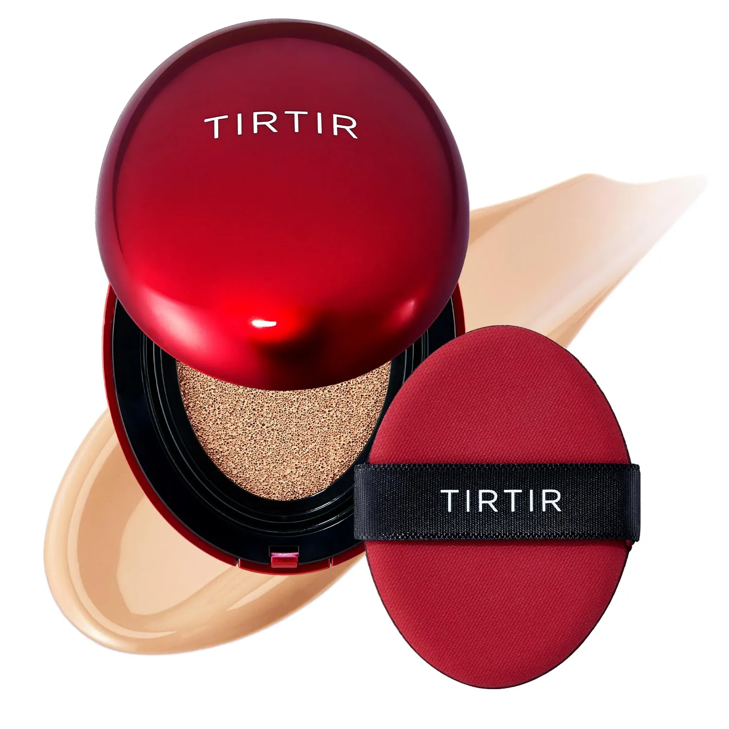 TIRTIR Mask Fit Red Cushion Foundation | Full coverage, Weightless, Skin fit, Satin Glow Finish, Korean Makeup Cushion Foundation (#22N Shell Beige, 0.63 Fl Oz)
