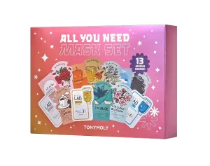 TONYMOLY All You Need Mask Set, Hydrate & Refresh Skin, Sheet Masks for all Skin Types & Concerns, Variety Pack of 13 Masks