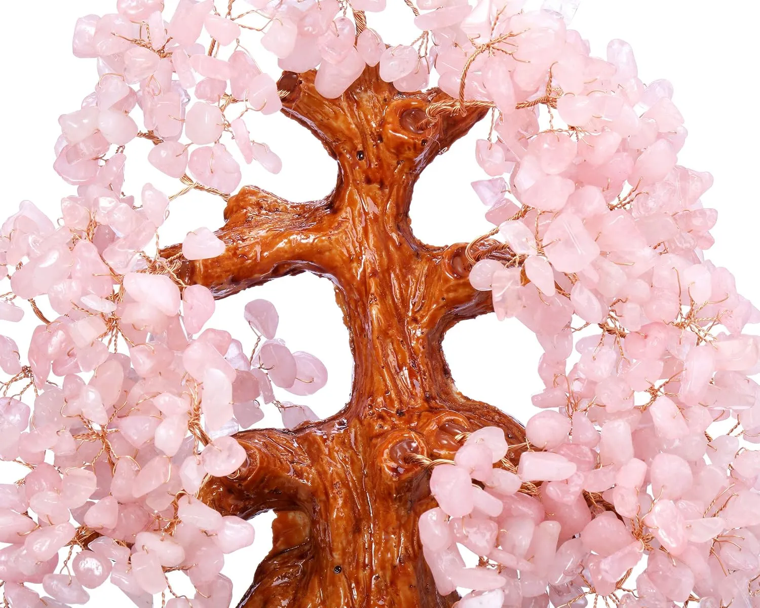 Top Plaza Rose Quartz Healing Crystal Money Tree 10 Inch Stone Bonsai Tree Feng Shui Good Luck Wealth Trees Decor Business Gift for Office Home Living Room