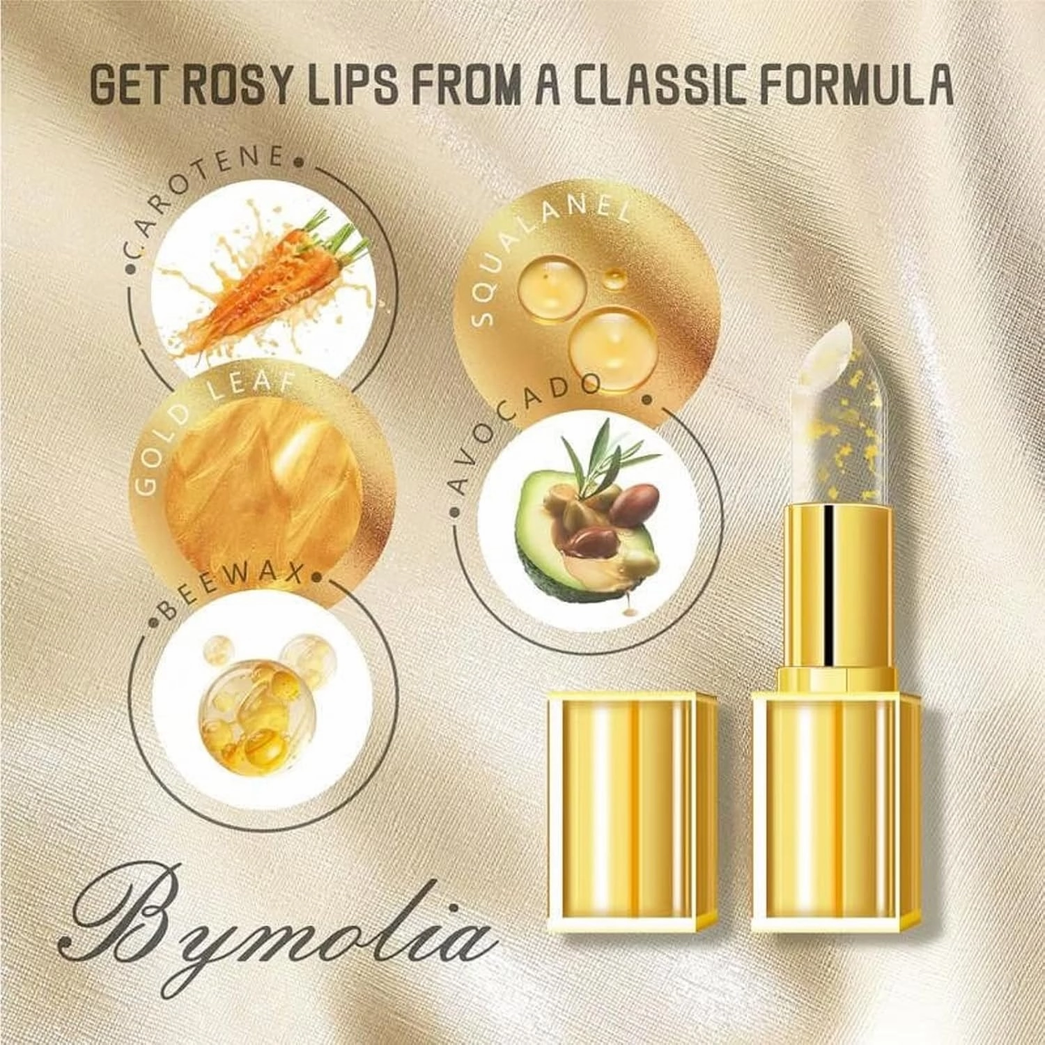Transferproof Color-Changing Lipstick, Crystal clear Color Alchemy, Auto-Tints On Contact, Experience Luxurious Lips (Gold, 2pcs)
