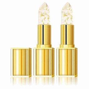 Transferproof Color-Changing Lipstick, Crystal clear Color Alchemy, Auto-Tints On Contact, Experience Luxurious Lips (Gold, 2pcs)